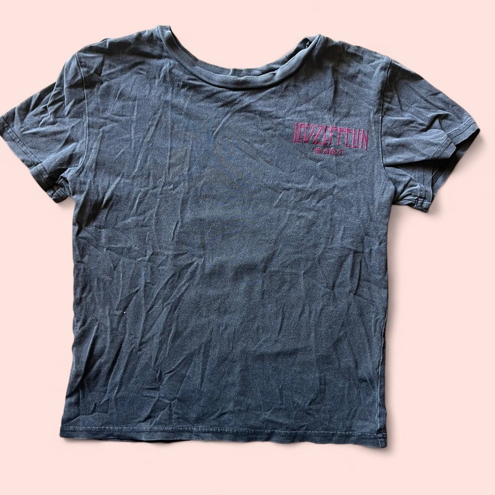 Gray Graphic T-Shirt with Pink Logo